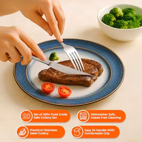 Innoteck 20 Piece Polished Silver Stainless Steel Cutlery Set for 4 – 2