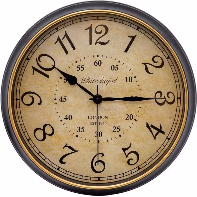 Nordara Style London Whitechapel Antique Round Analog Wall Clock in Multicolour and Beige