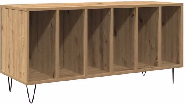 Berkfield Home Artisan Oak Record Cabinet in Brown, W/D/H: 100 x 38 x 48 cm