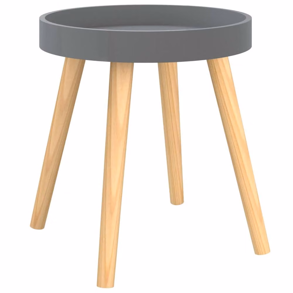 Berkfield Home Grey Side Table in Engineered Wood and Solid Pine, W/D/H: 38 x 38 x 40 cm – 2