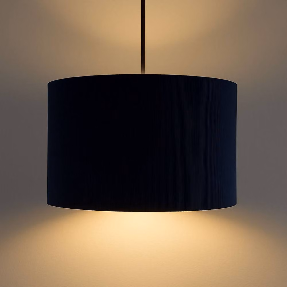 CGC Lighting Lola Round Corduroy Lampshade with Silk Inner in Blue, Diameter: 30 cm – 5