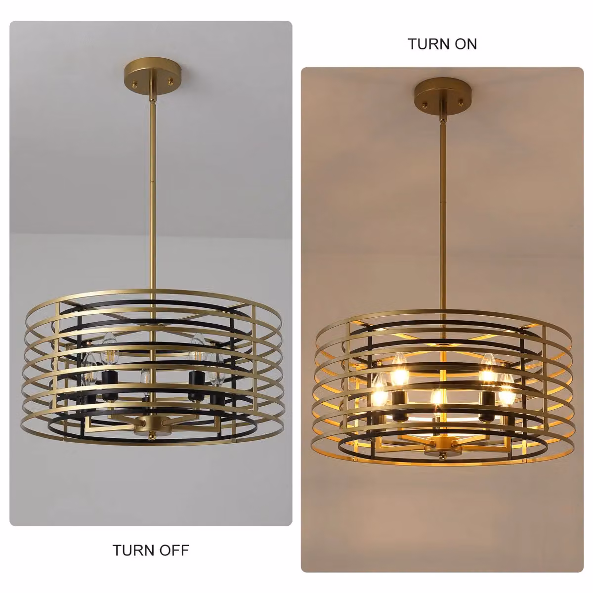 Garwarm 5 Light Adjustable Dimmable Modern Pendant Light in Gold/Brass, Diameter: 50 cm – 5