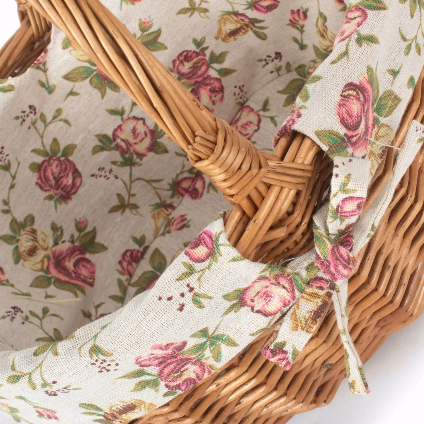 Red Hamper Deluxe Wicker Shopping Basket with Brown Cotton Lining – 2