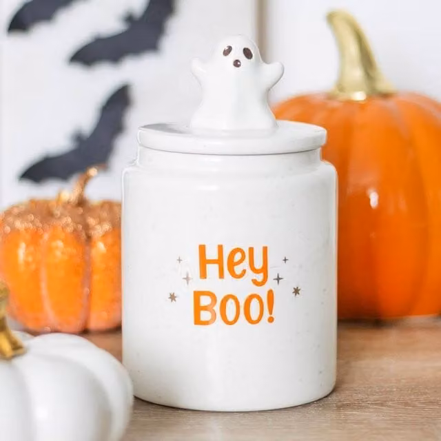 Uniqueful Hey Boo Ghost Ceramic Storage Jar in White – 1