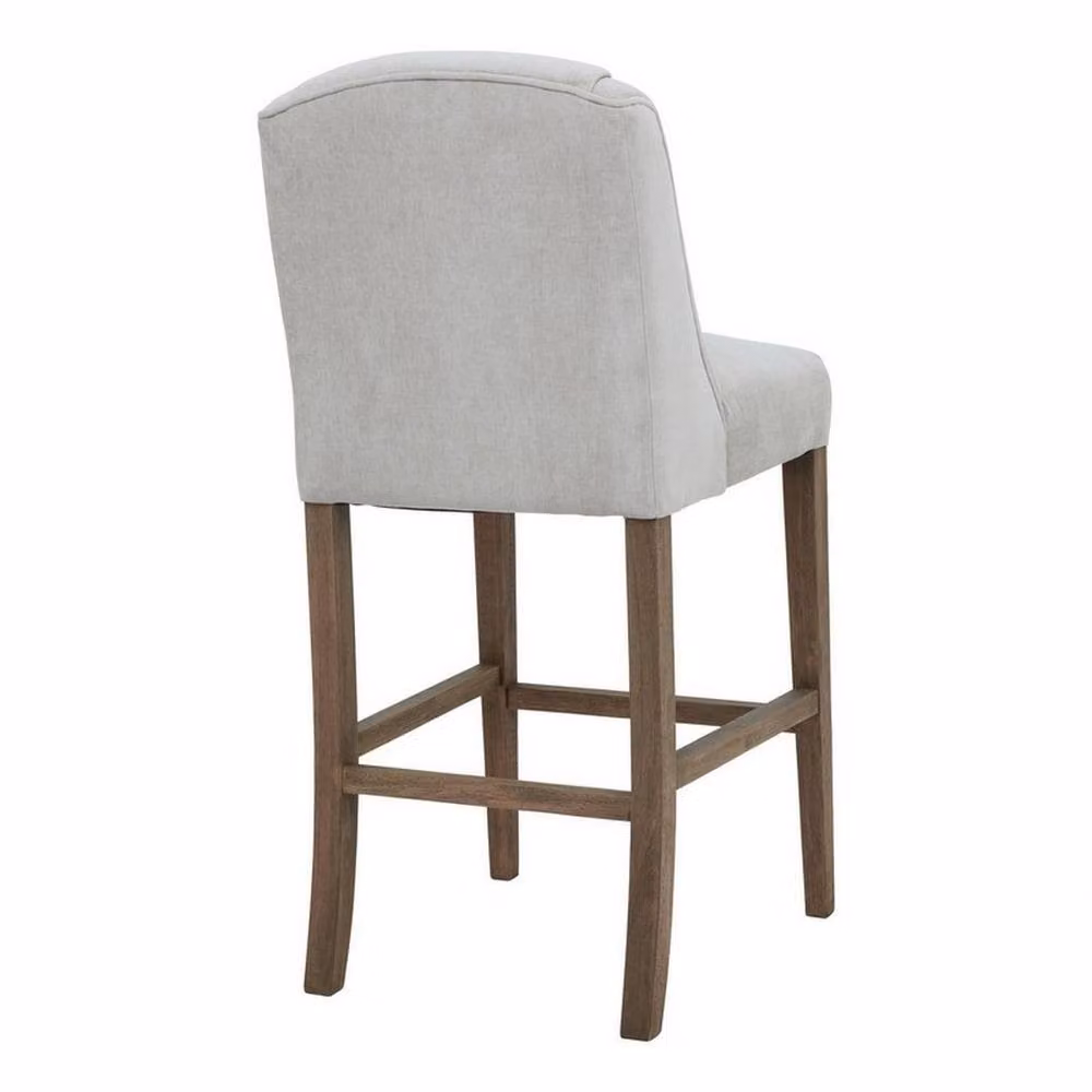Lemon Pavilion Compton Bar Stool in Grey Wood and Fabric, W: 52 cm, D: 59 cm, H: 107 cm – 2