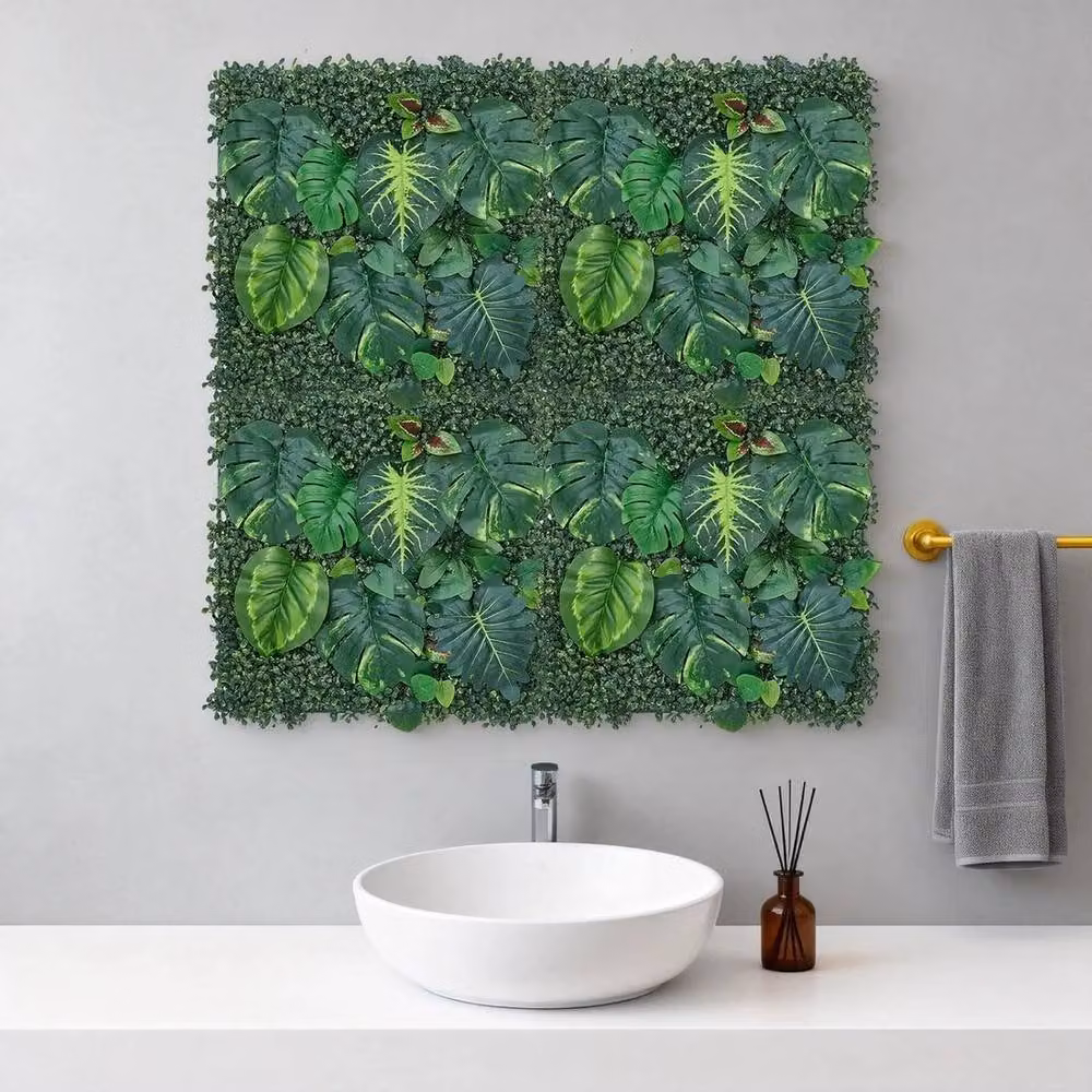 VOGREX Green Artificial Plant Wall Panel Hedge Foliage Decor, 50 x 50 cm – 3