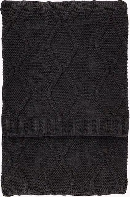 Perch & Parrow Dawdler Grey Anthracite Geometric Knitted Chenille Cable Throw