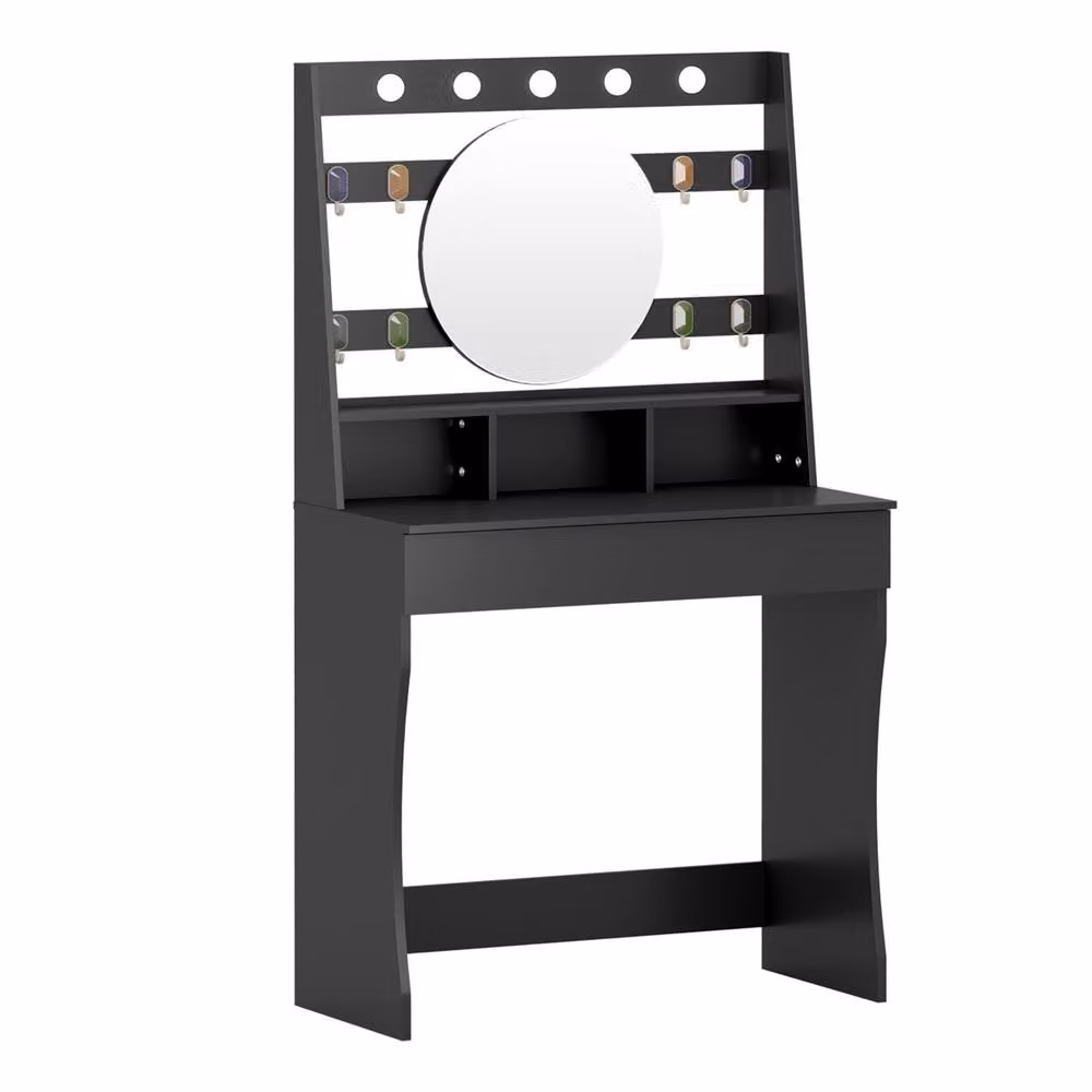 KEEPREAPER Modern Hollywood LED Dressing Table in Matt Black – 2