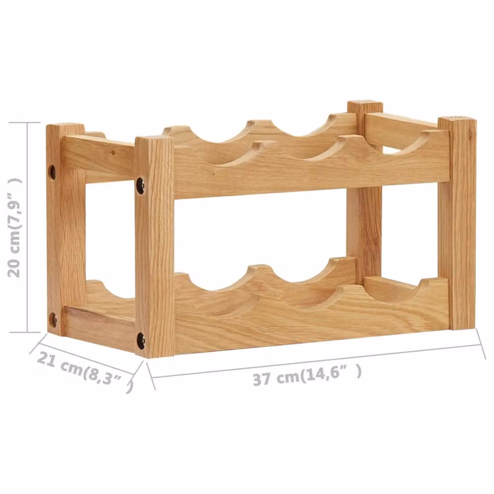 Berkfield Home Rustic Solid Oak Wine Rack for 6 Bottles, Brown, W/D/H: 37 x 21 x 21 cm – 2