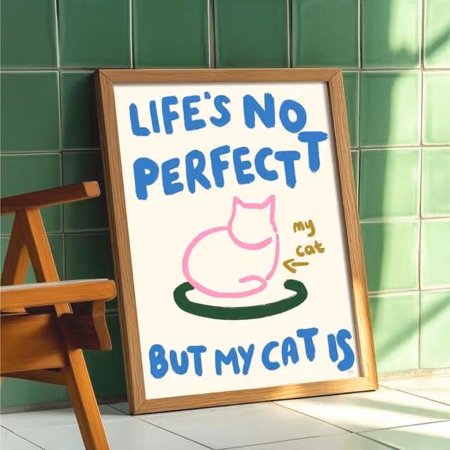 The Paper Tail My Perfect Cat Multicolour Art Print, W: 21.0 cm, H: 29.7 cm
