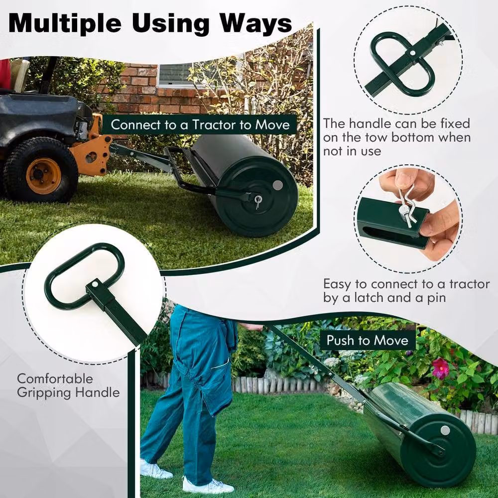 Gymax 113L Lawn Roller in Green with Detachable Gripping Handle – 8