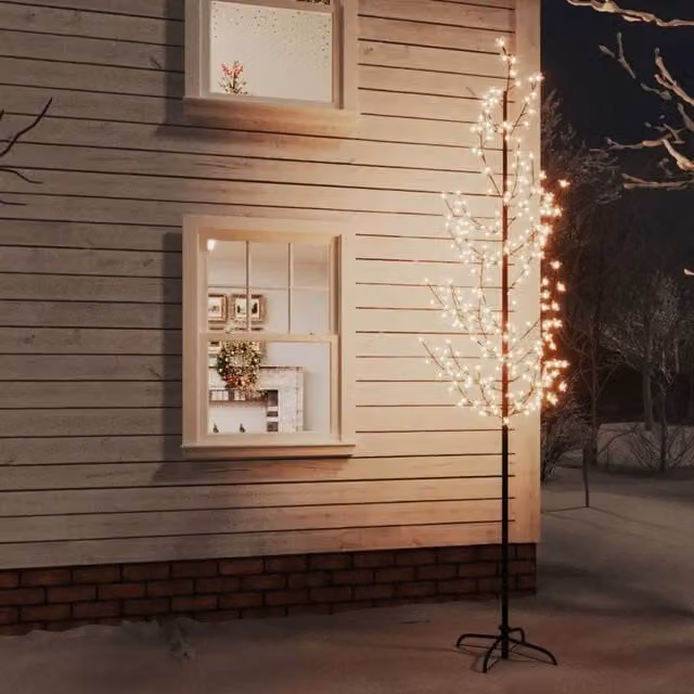 Berkfield Home Cherry Blossom LED Tree with 368 Warm White LEDs, 300 cm, White