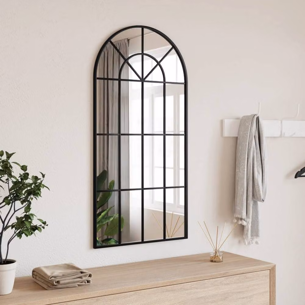 Berkfield Home Minimalist Black Metal and Glass Wall Mirror W: 50 cm, H: 100 cm – 2