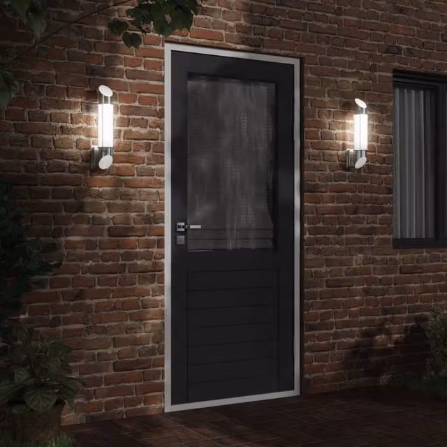 Berkfield Home Modern Cylinder Outdoor Wall Light in Silver Stainless Steel