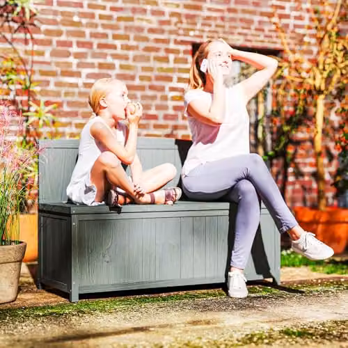 Outsunny Wood Garden Arch Storage Bench in Grey, W/D/H: 45 x 115 x 75 cm – 5