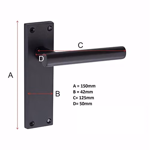 Golden Grace T-Bar Lever Backplate Door Handle Latch Set, Matt Black, 6 Sets – 5