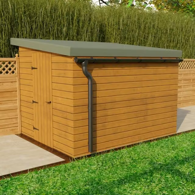 Galeco Galvanised Steel Half Round Gutter Small Shed Pack for Pent Style Roofs, Graphite Grey