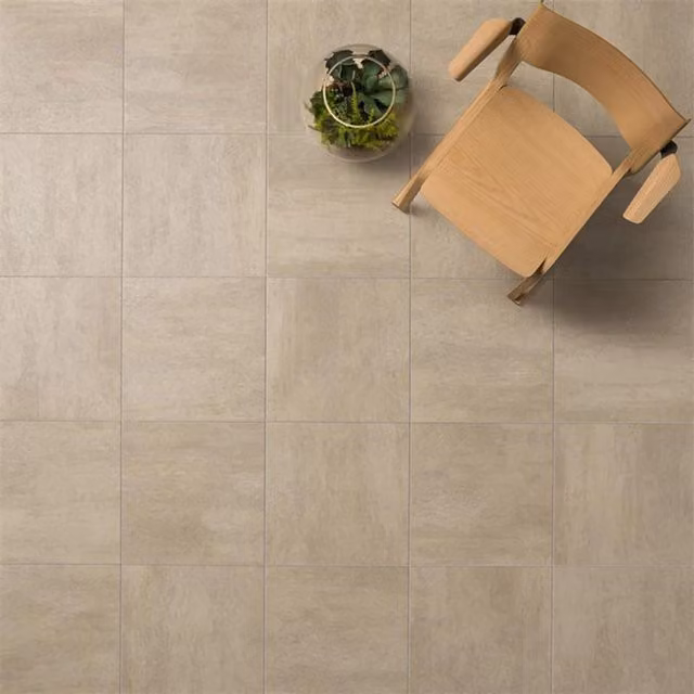 Pack of 4 Johnson Tiles Ashlar Concrete Effect Porcelain Stoneware Floor Tiles in Warm Taupe