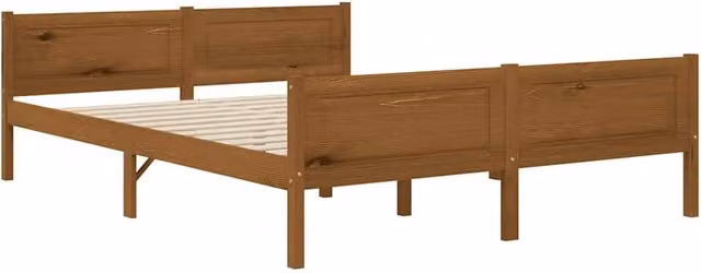 Berkfield Home Solid Pinewood Bed Frame in Honey Brown, W: 140 cm, L: 200 cm – 1