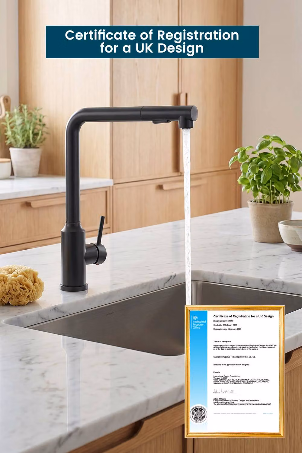 JANLEMNY L-Shaped Kitchen Mixer Tap in Matte Black with Pull-Out Spray Function – 9