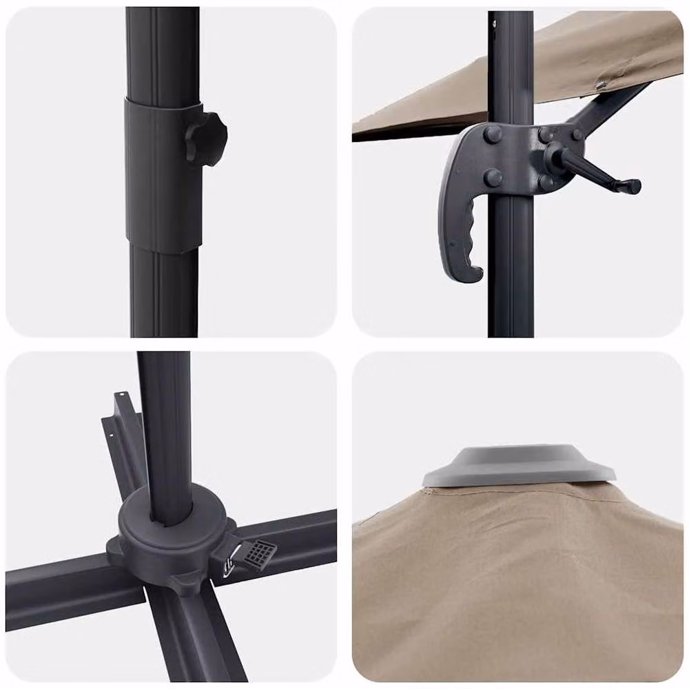 Berkfield Home Large Taupe Patio Umbrella in Polyester and Steel – 3