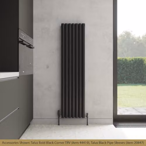 UK Radiators Omeara Black Elliptical Tube Vertical Designer Double Panel Radiator, H 160 cm x W 40.6 cm – 3