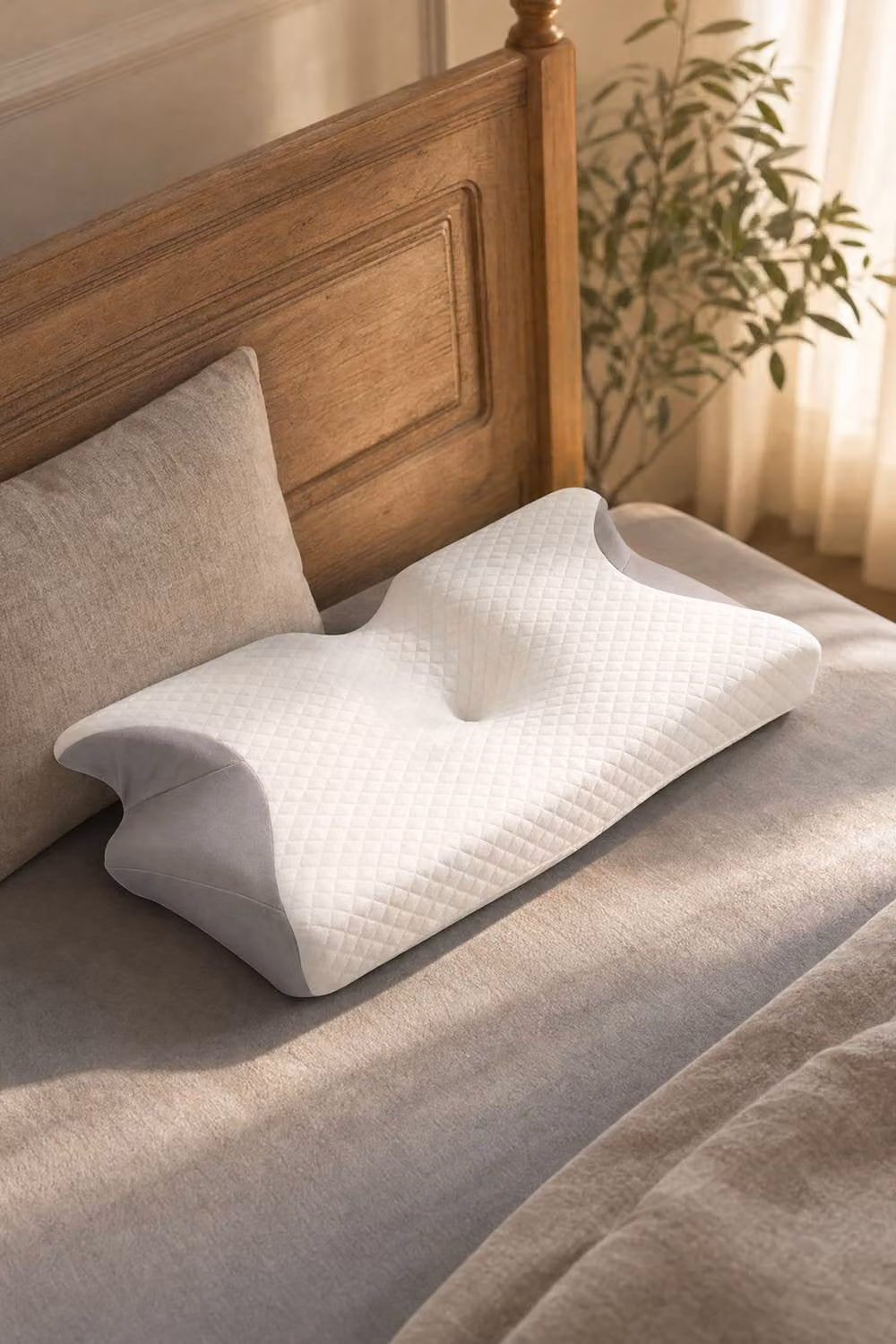 Living and Home Contoured Slow Rebound Memory Foam Pillow in White with Cooling and Breathable Technology – 2