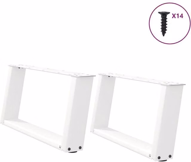 Berkfield Home U-Shaped Steel Coffee Table Legs, 2 Pieces, White, H: 60 cm, W: 30.5 cm, D: 30 cm
