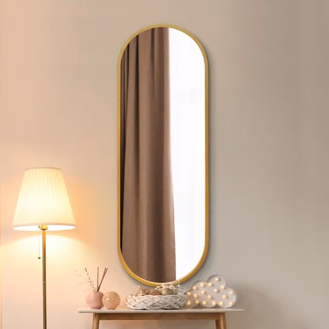 MirrorOutlet Vultus Metal Framed Double Arched Wall Mirror in Gold, Height: 160 cm