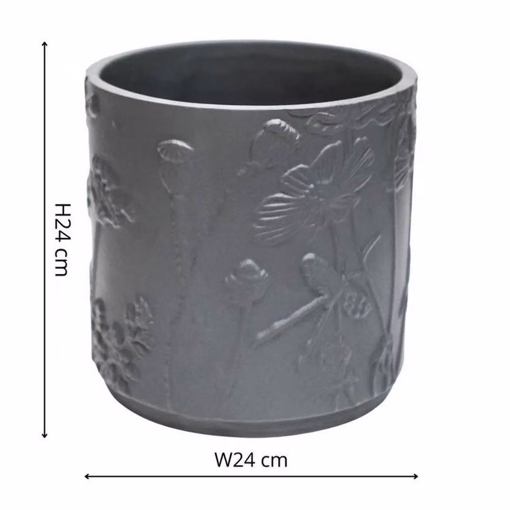 Lemon Pavilion Furniture and Decor Kew Stoneware Meadow Planter in Grey, W: 24 cm, D: 24 cm, H: 24 cm – 5