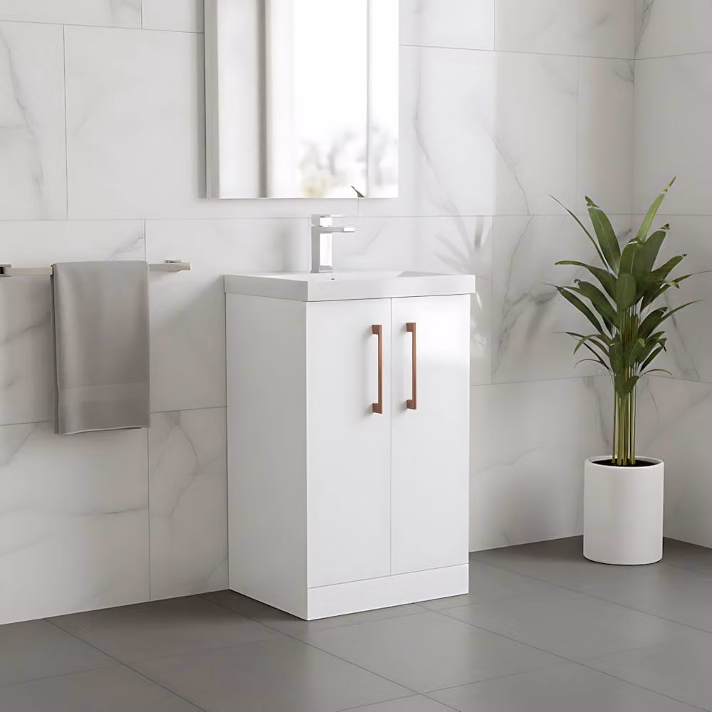 Balterley Modern White Bathroom Vanity Unit with Ceramic Basin and 2 Soft Close Doors, Width: 50 cm – 2