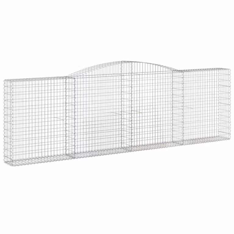 Berkfield Home Arched Gabion Basket in Silver Galvanised Steel, W: 400 cm, D: 30 cm, H: 120-140 cm