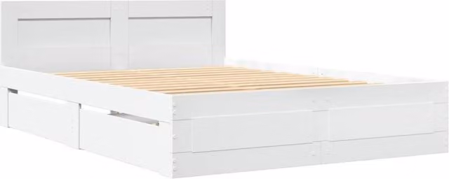 Berkfield Home Durable Bed Frame with Headboard and Drawers, White, W/D/H: 140 x 200 x 69 cm
