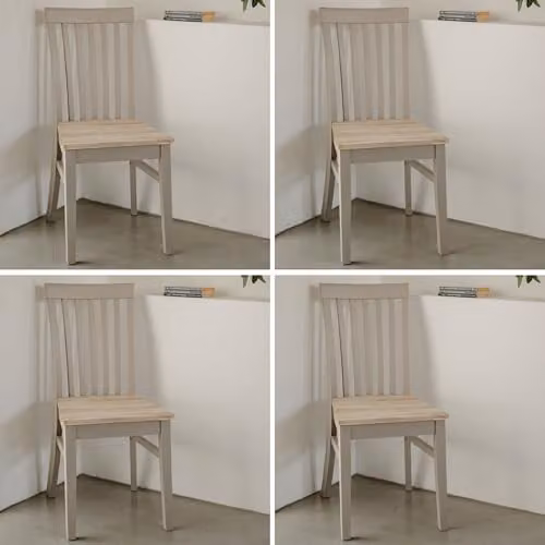 Statement Furniture Florence Highback Dining Chairs Set of 4 with Acacia Wood Seat in Truffle, W45 x D53 x H94 cm – 3