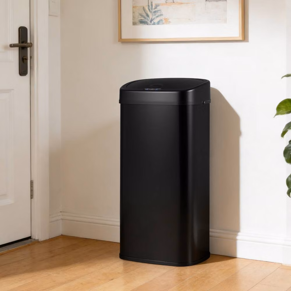 Costway 68L Infrared Motion Sensor Garbage Can with Dual-Zone Design and Soft-Close Lid in Black – 4