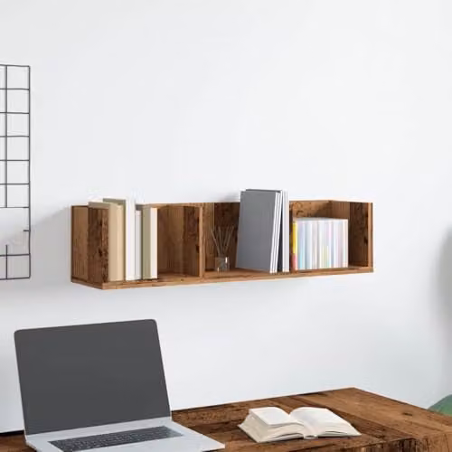 vidaXL Modern CD Wall Shelf in Old Wood Brown, W/D/H: 75 x 18 x 18 cm – 2