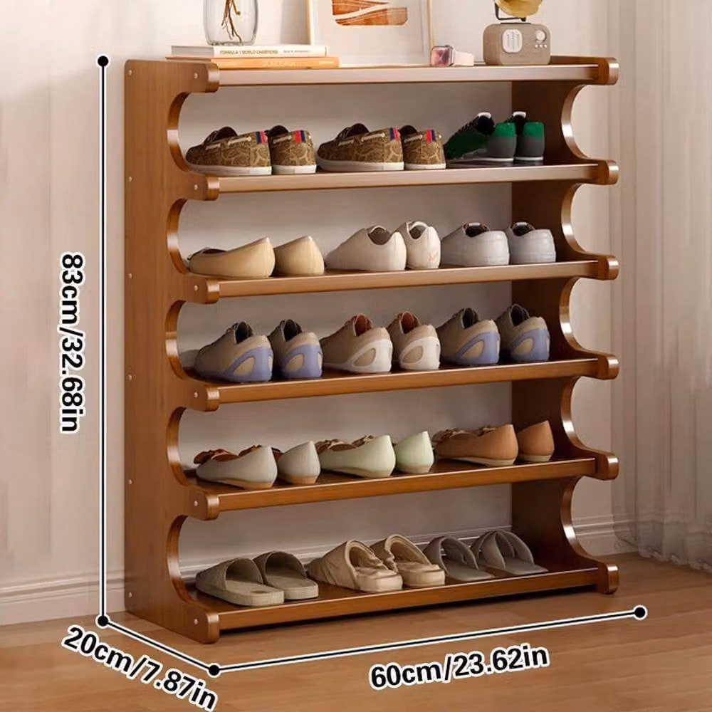 VOGREX 6 Tier Wooden Shoe Rack Storage Shelf Organiser in Brown – 2