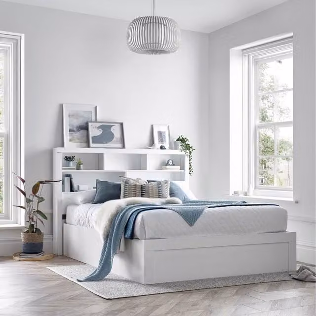 Rest Relax Arabella White Wooden Ottoman Storage Bed W/D/H: 180 x 200 cm