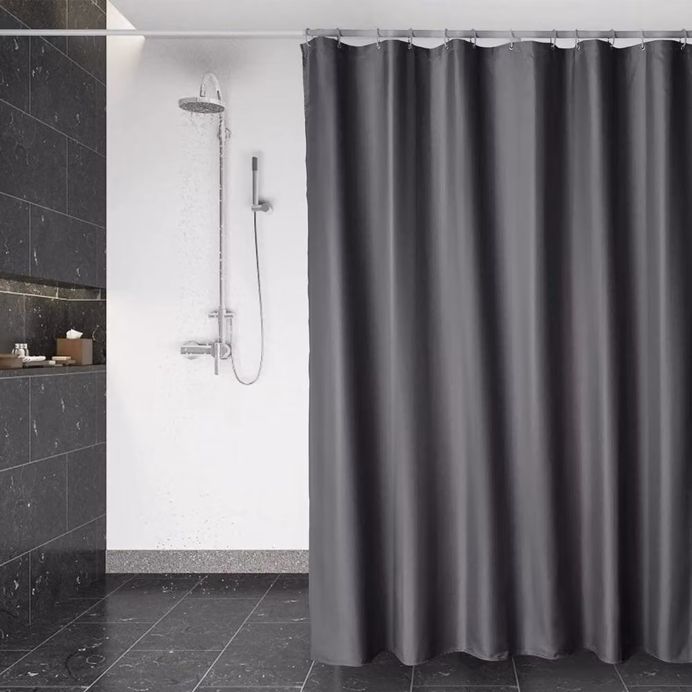 EONLION Black Antibacterial and Mould-Resistant Polyester Shower Curtain, W/H: 180 x 200 cm – 3