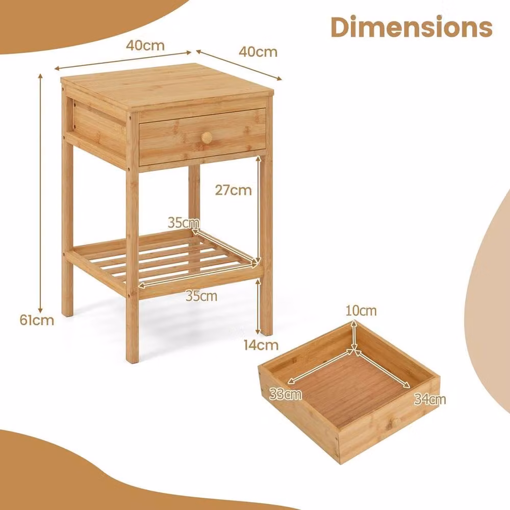 KORVIXA Bamboo Bedside Table in Brown – 2