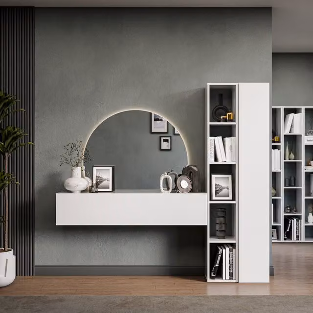 Decorotika Zurich Wall Mounted Entertainment Center in High Gloss White