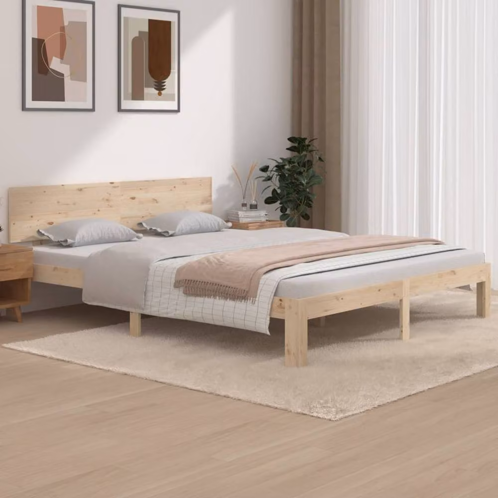 Berkfield Home Solid Wood Pine Bed Frame in Natural – 2
