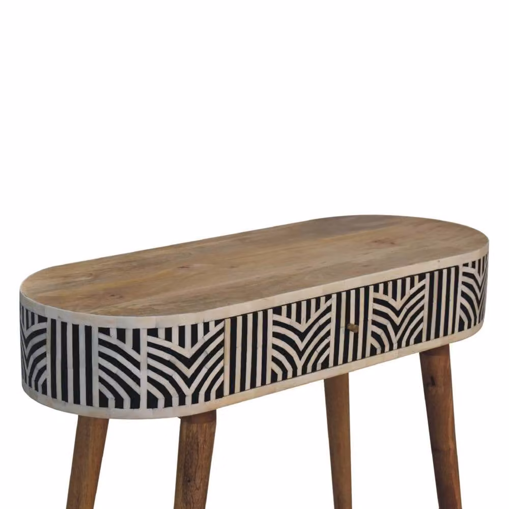 STILVORA Mango Wood Oval Console Table in Brown – 5