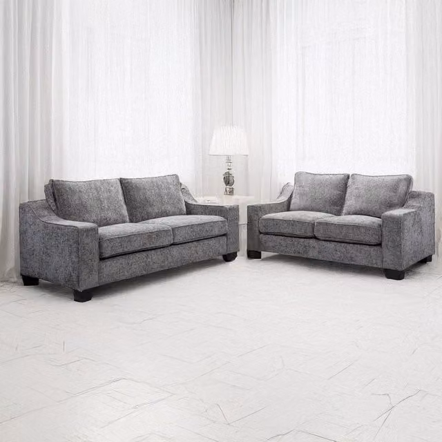 Furnishings For Less UK Nebraska Modern 3 + 2 Sofa Suite in Slate Grey Chenille Fabric