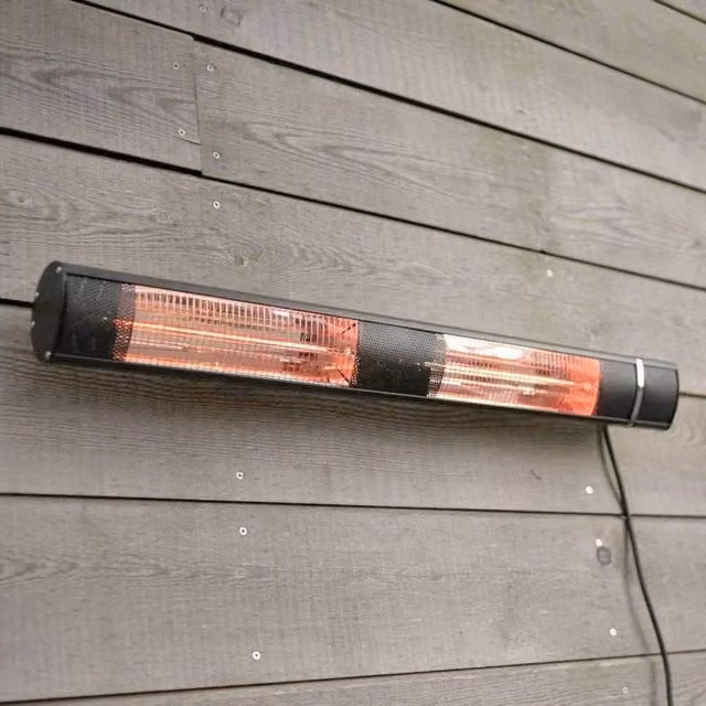 Primrose 3kW IP44 Wall Mounted Electric Patio Heater with Remote Control in Black and Gold – 1