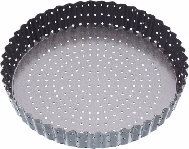 MasterClass Crusty Bake Non-stick Fluted Round Tart Tin, Black, W/D/H: 20 x 20 x 3 cm