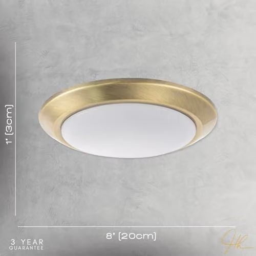 Happy Homewares Modern LED Ceiling Light Fitting, Antique Brass and White, IP44 Rated, Diameter: 20 cm – 3