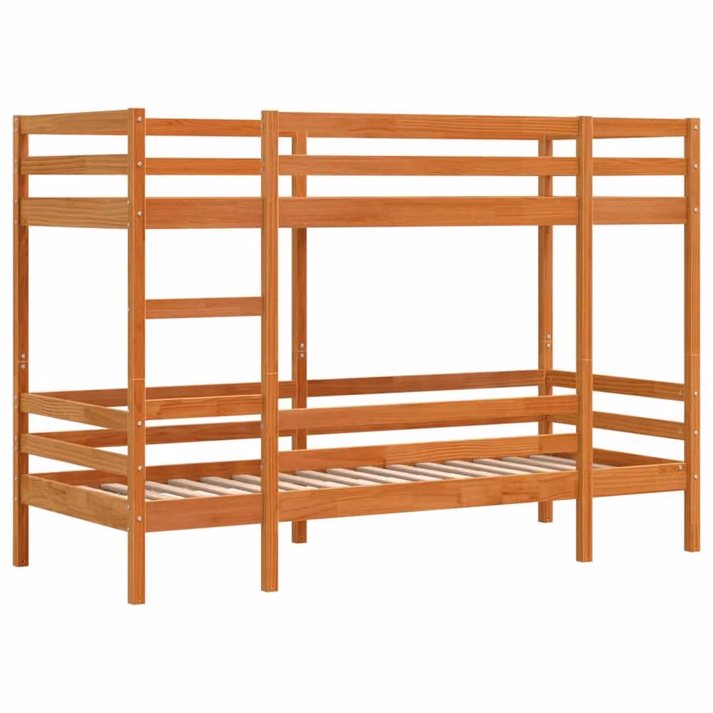 Berkfield Home Single Solid Wood Pine Bunk Bed in Wax Brown, W/D/H: 90 x 190 cm – 3