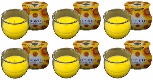 Price's Citronella Jar Candle in Yellow Glass, Pack of 6