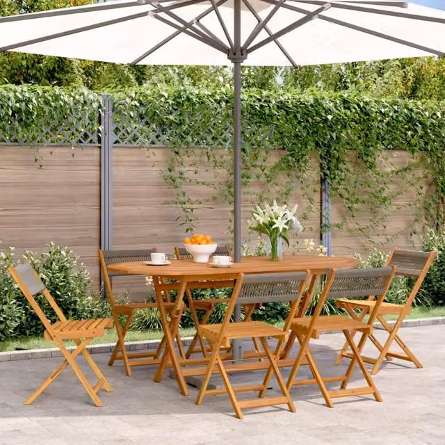 Berkfield Home Set of 6 Grey Acacia Wood Folding Garden Chairs – 1